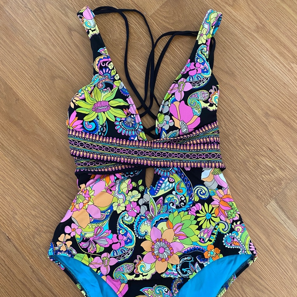 Trina Turk Vibrant Floral One Piece Swimsuit Size 10
